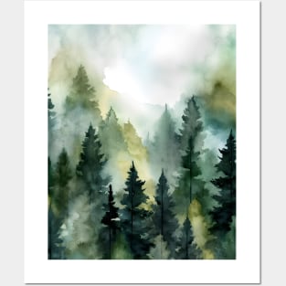 Forest Misty Green Adventure Landscape Posters and Art